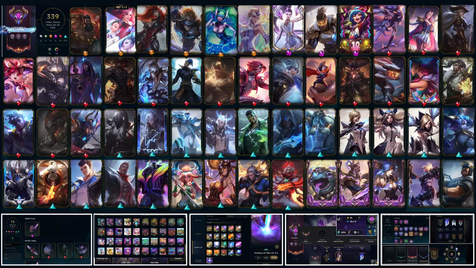 LOL ĐẸP Rank Unlrank All - Rất Nhiều Khung Đẹp 339 Skin - Lv 679 - Full Tướng - Nhiều Hàng Hiệu Đa Sắc 78 - Còn Đổi Tên TFT - Đủ Chơi Thông Tin Hỗ Trợ Đầy Đủ - Bảo Hành 100%